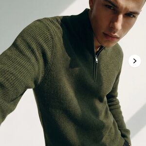 Fashion Nova Men's Green Zip-Up Sweater